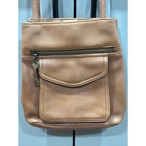 Fossil Brown Leather Crossbody Shoulder Bag Pocket Purse Gently Used